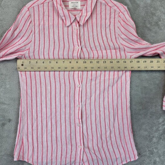 Maison 123 Paris Shirt Womens FR 40 Pink White Striped Button Down Long Sleeve - Picture 5 of 8
